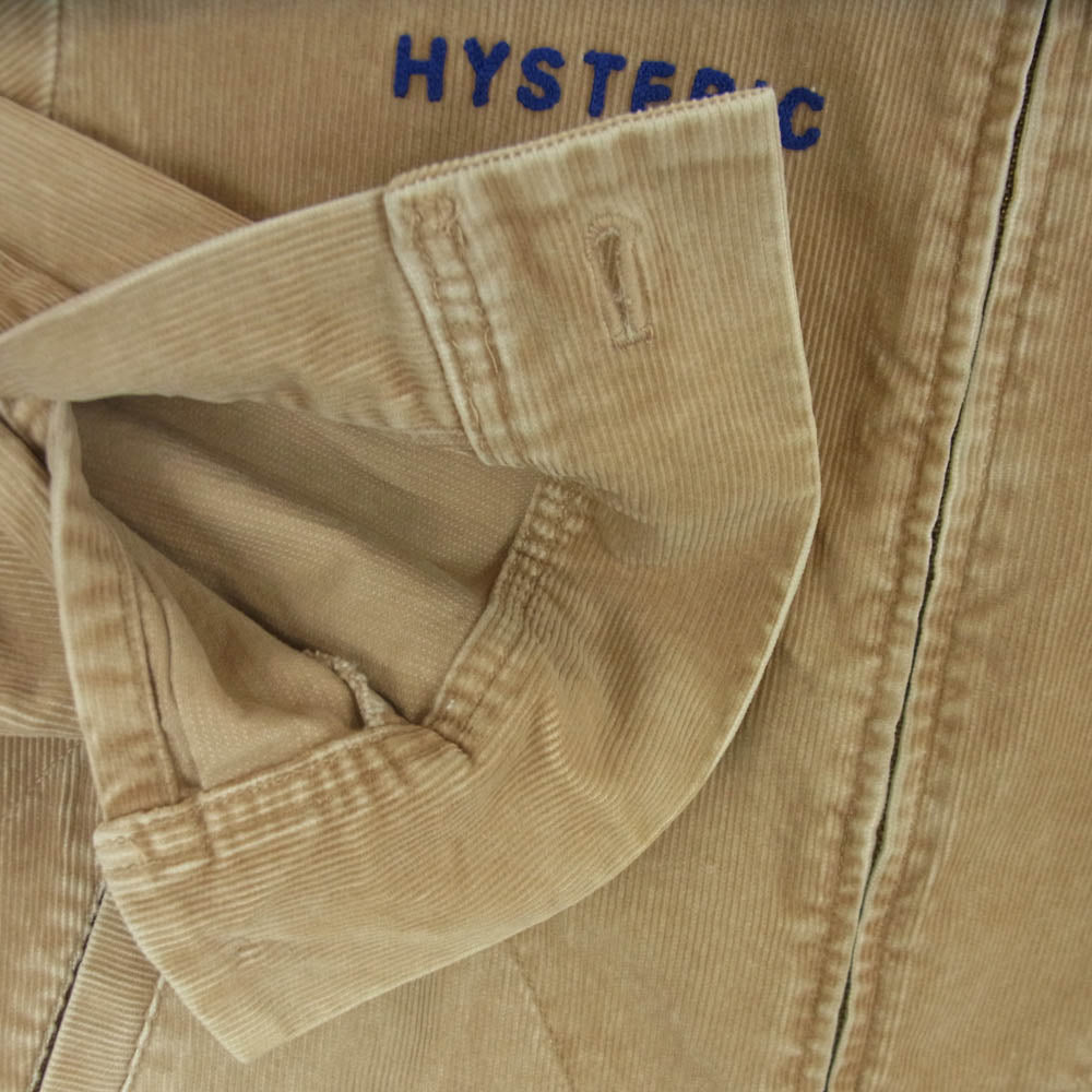 HYSTERIC GLAMOUR ヒステリックグラマー 02213AH04 HYSTERIC YOUTH刺繍 カレッジ シャツ コーデュロイ ジップ アップ ジャケット ライトブラウン系 L【中古】