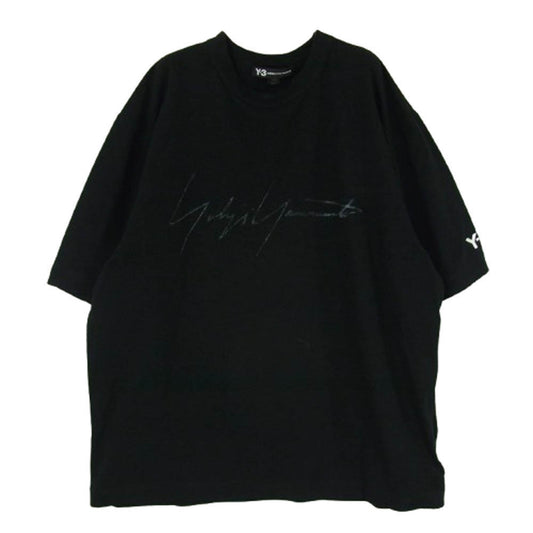 Y-3 Yohji Yamamoto ワイスリー ヨウジヤマモト FQ4114 DISTRESSED SIGNATURE SS TEE シグネチャー ロゴ 半袖 Tシャツ L ブラック系 L【中古】