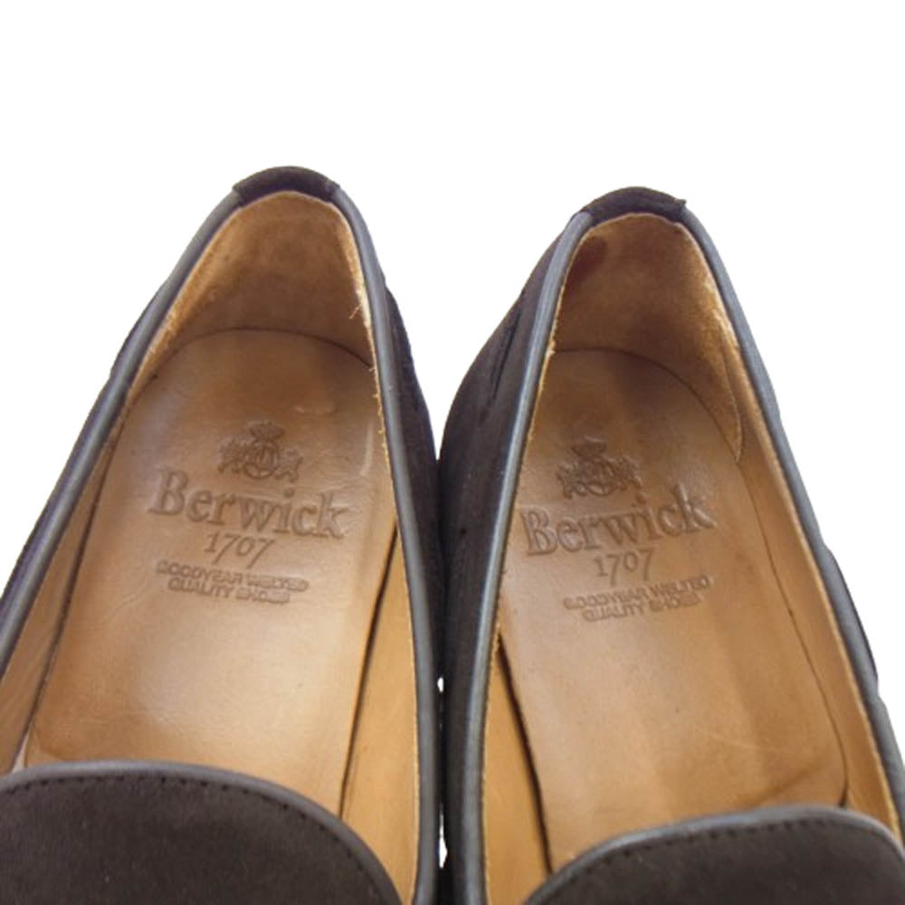 Berwick バーウィック 8491 タッセル ローファー スエード レザー ローカット シューズ ブラウン系 6.5【中古】