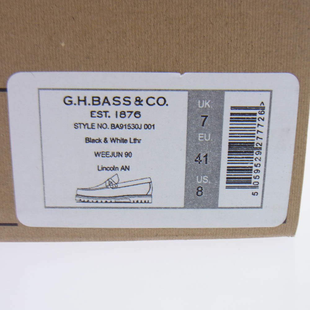 G.H.BASS & COMPANY ジーエイチバス ARKNETS別注 WEEJUNS LINCOLN MOC BIT LOAFER calf リンカーン モック ビットローファー レザーシューズ ブラック系 ホワイト系 US8【中古】
