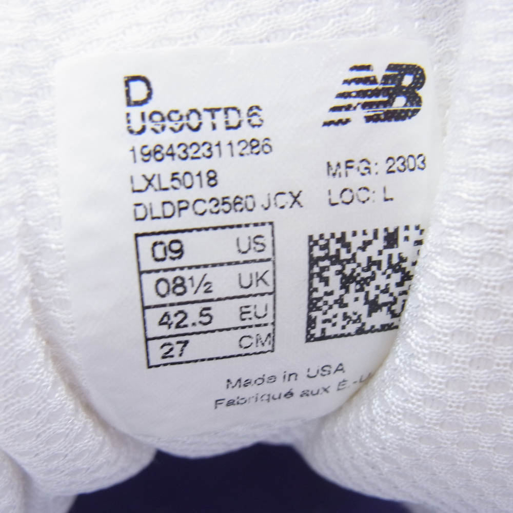 NEW BALANCE ニューバランス U990TD6 ローカット スニーカー ベージュ系 パープル系 27cm【中古】