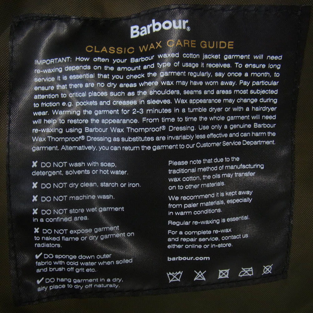 Barbour バブアー 23AW × BARACUTA バラクータ Clayton Wax ヘビーウェイト フーデッド ワックスジャケット オイルドジャケット カーキ系 M【中古】