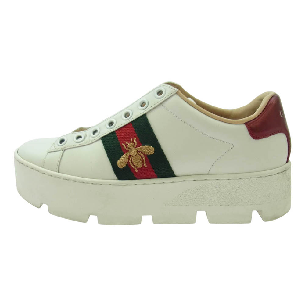 GUCCI グッチ 577573 Ace エース エンブロイダリー プラットフォーム スニーカー ホワイト系 34【中古】