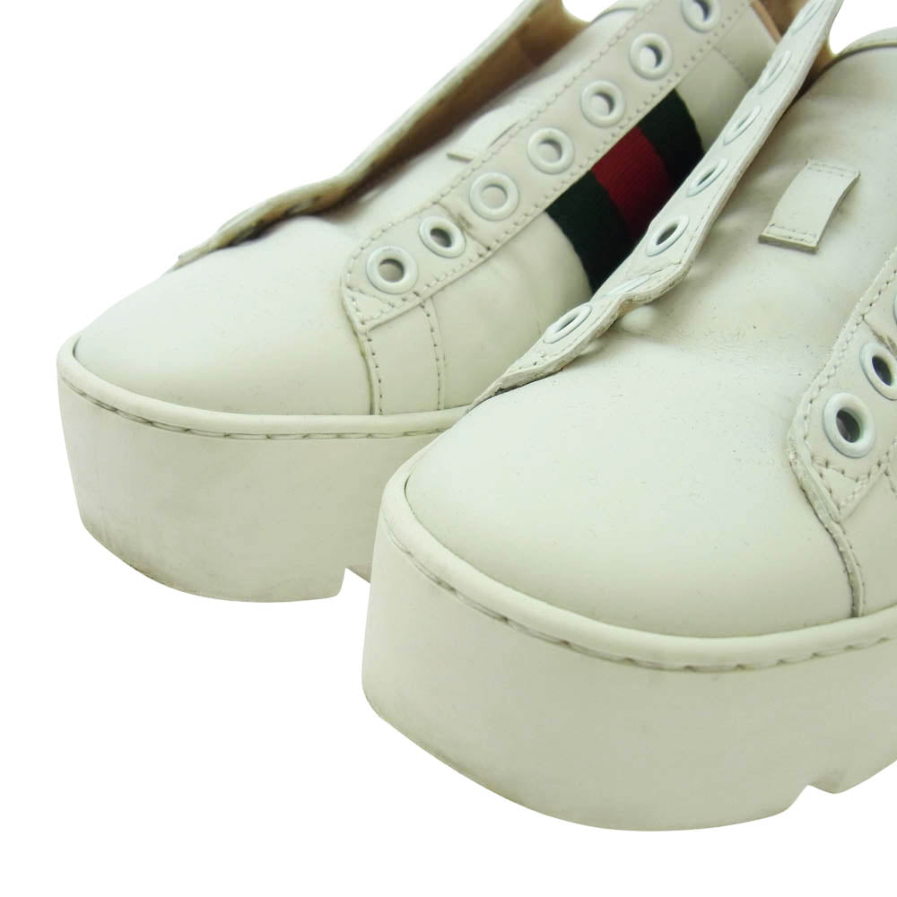 GUCCI グッチ 577573 Ace エース エンブロイダリー プラットフォーム スニーカー ホワイト系 34【中古】