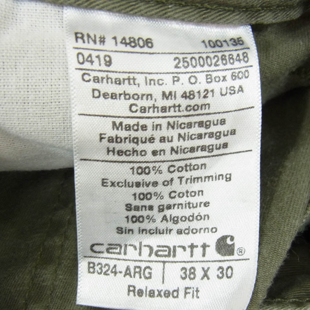 Carhartt カーハート B324-ARG RELAXED FIT ツイルペインターパンツ カーキ系 38×30【中古】