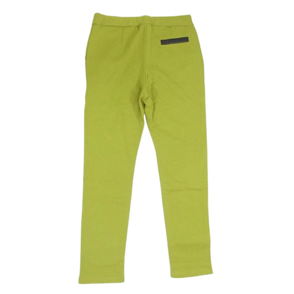 BOTTEGAVENETA ボッテガヴェネタ 629006 VEQG0 イントレチャートレザーフラップ付き スウェット パンツ 黄緑系 48【美品】【中古】