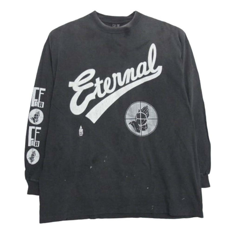 SAINT MICHAEL セントマイケル 25SS SM-HR8-0000-C02 × FEAR OF GOD フィアオブゴッド セントオブゴッド FG LS TEE プリント ロングスリーブ カットソー 長袖 Tシャツ ロンT ダークグレー系 OS【美品】【中古】