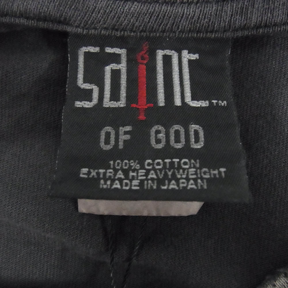 SAINT MICHAEL セントマイケル 25SS SM-HR8-0000-C02 × FEAR OF GOD フィアオブゴッド セントオブゴッド FG LS TEE プリント ロングスリーブ カットソー 長袖 Tシャツ ロンT ダークグレー系 OS【美品】【中古】