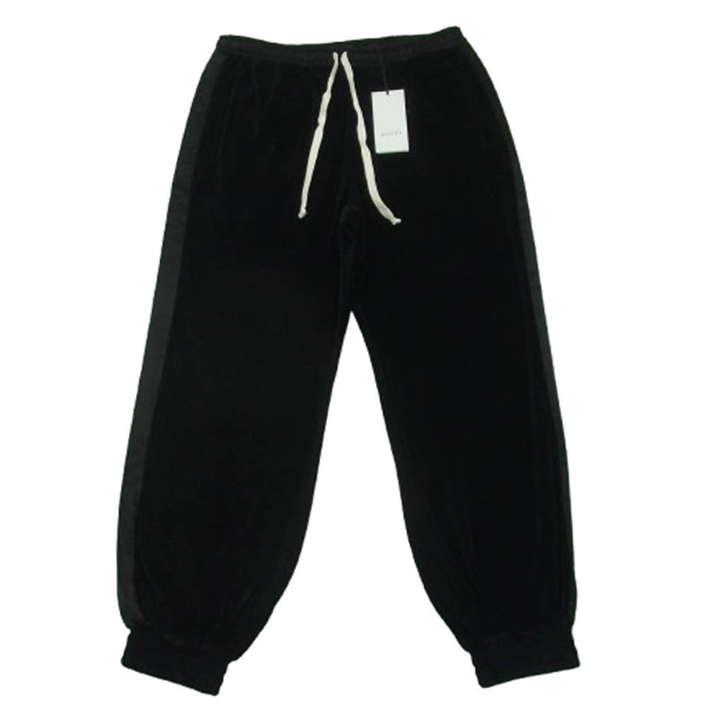 GUCCI グッチ 595535 XJBTF サイドライン ベロア ジョガー トラック パンツ イタリア製 ブラック系 L【美品】【中古】