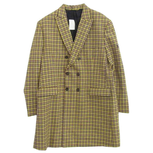 BALENCIAGA バレンシアガ 20SS 556686 TCU11 千鳥柄 袖ロゴ ダブルブレスト オーバーサイズ コート マルチカラー系 46【中古】