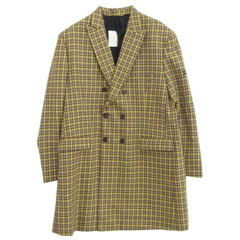 BALENCIAGA バレンシアガ 20SS 556686 TCU11 千鳥柄 袖ロゴ ダブルブレスト オーバーサイズ コート マルチカラー系 46【中古】