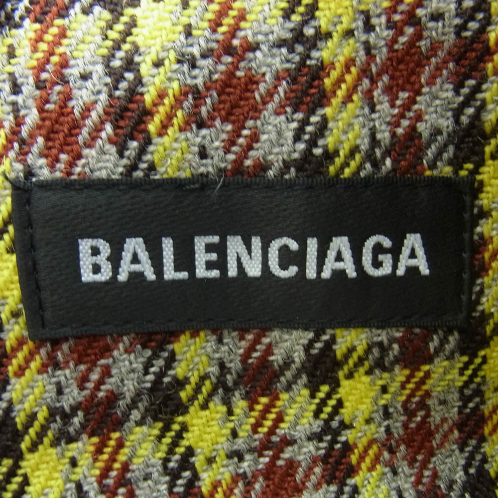 BALENCIAGA バレンシアガ 20SS 556686 TCU11 千鳥柄 袖ロゴ ダブルブレスト オーバーサイズ コート マルチカラー系 46【中古】