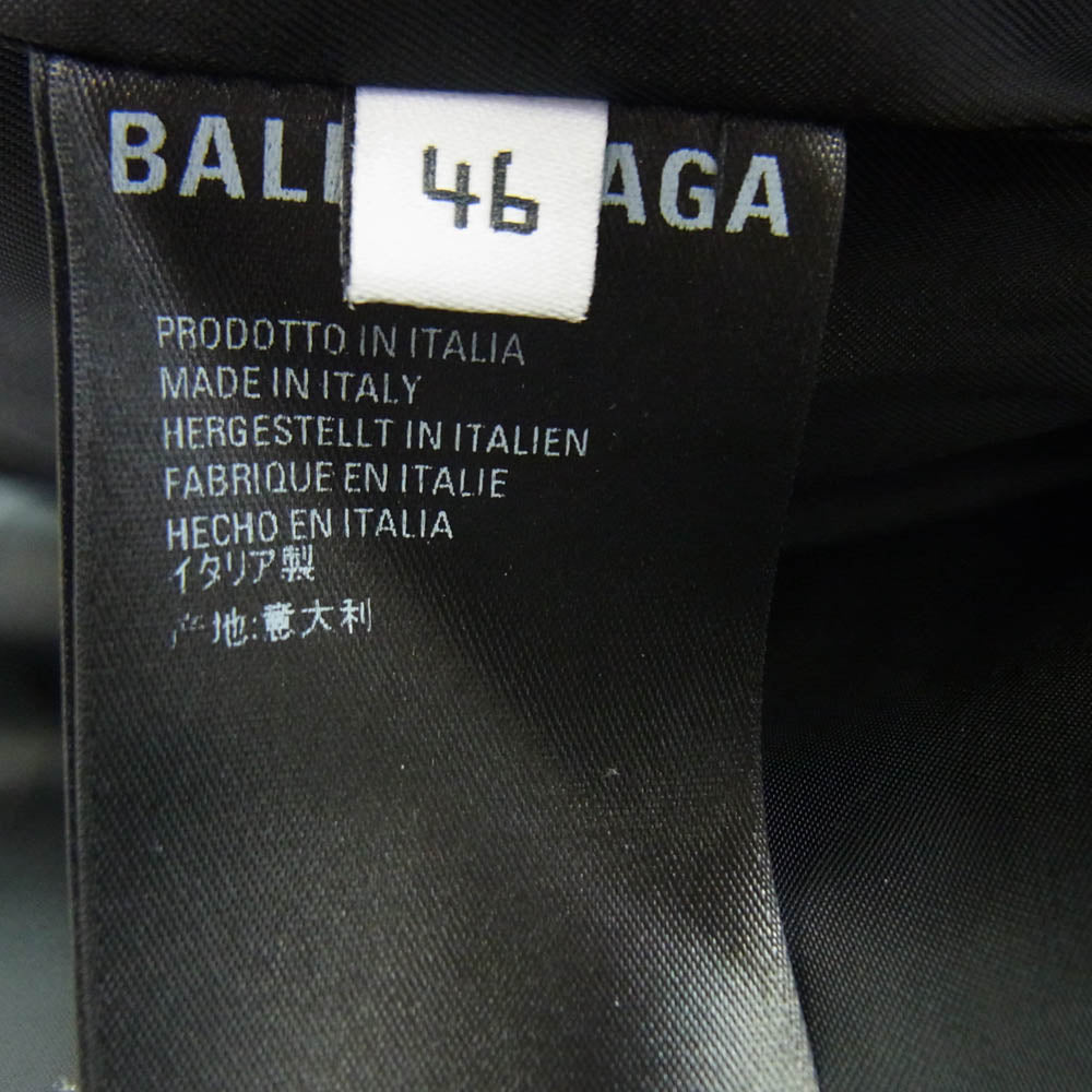 BALENCIAGA バレンシアガ 20SS 556686 TCU11 千鳥柄 袖ロゴ ダブルブレスト オーバーサイズ コート マルチカラー系 46【中古】