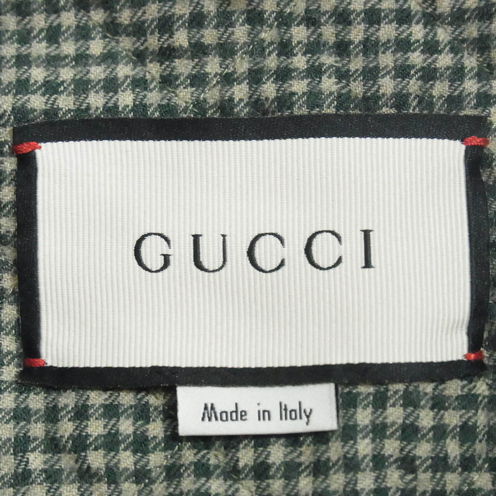 GUCCI グッチ 19SS 544727 XNAAM Chateau Marmont Bomber Jacket シャトーマーモント レザー ウール ボンバー ジャケット ブルゾン ブラック系 オフホワイト系 48【中古】