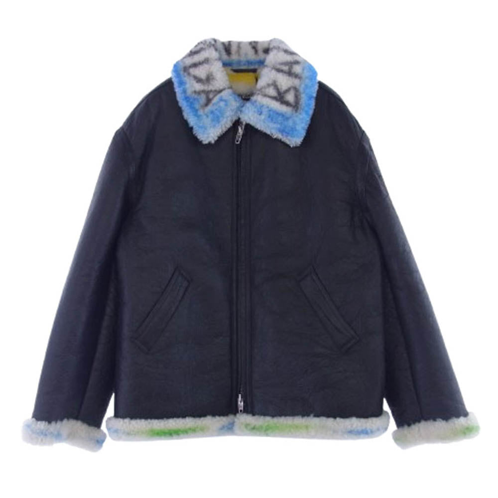 BALENCIAGA バレンシアガ 18AW 534872 TBS02 グラフィティ シアリング レザー ムートン ジャケット ブラック系 48【中古】