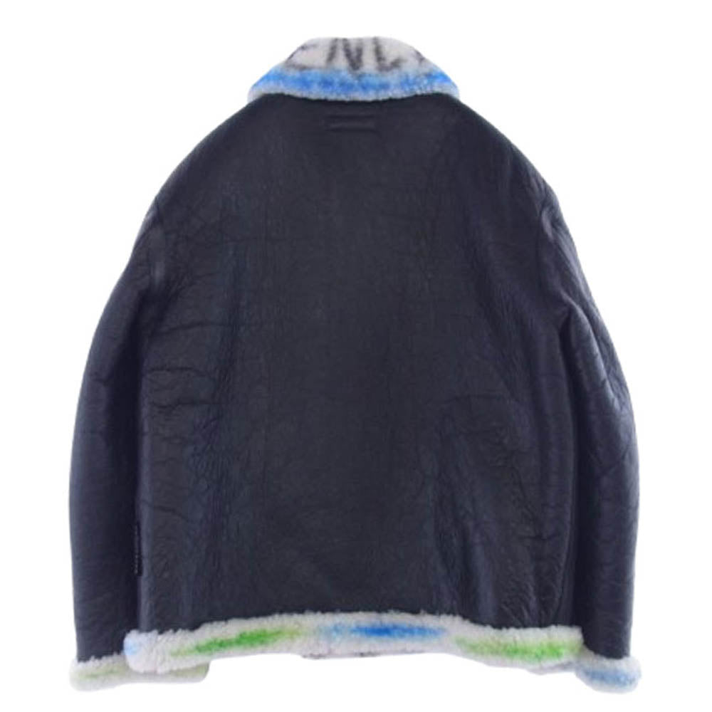 BALENCIAGA バレンシアガ 18AW 534872 TBS02 グラフィティ シアリング レザー ムートン ジャケット ブラック系 48【中古】