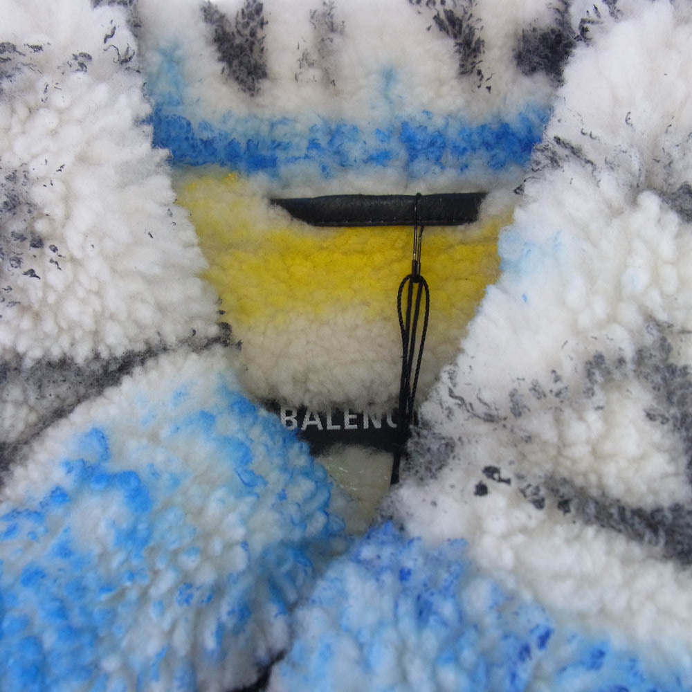 BALENCIAGA バレンシアガ 18AW 534872 TBS02 グラフィティ シアリング レザー ムートン ジャケット ブラック系 48【中古】