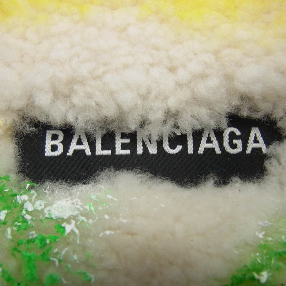 BALENCIAGA バレンシアガ 18AW 534872 TBS02 グラフィティ シアリング レザー ムートン ジャケット ブラック系 48【中古】