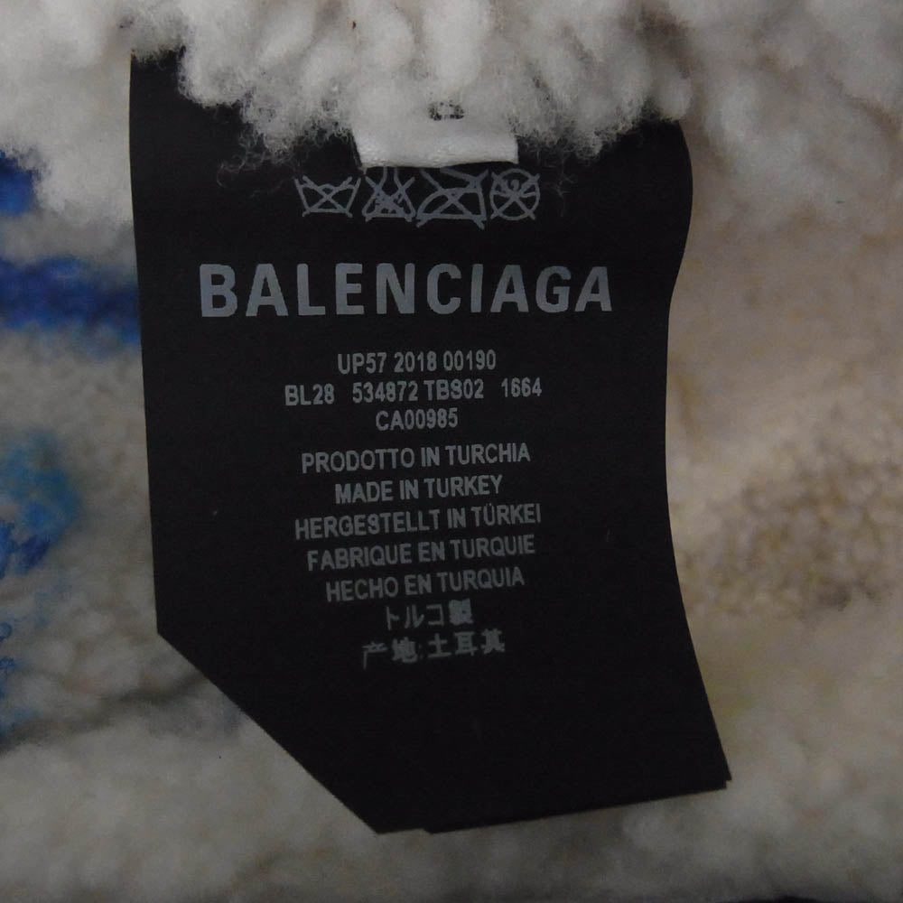 BALENCIAGA バレンシアガ 18AW 534872 TBS02 グラフィティ シアリング レザー ムートン ジャケット ブラック系 48【中古】