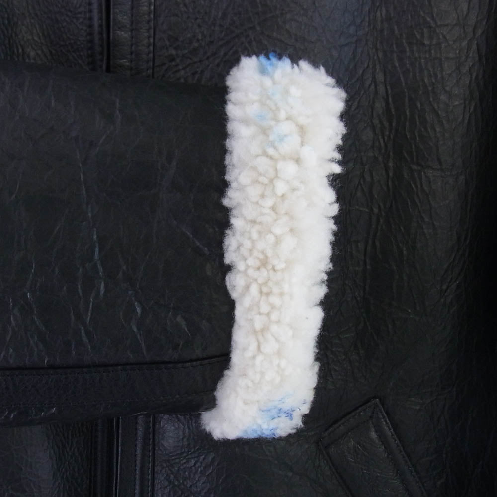 BALENCIAGA バレンシアガ 18AW 534872 TBS02 グラフィティ シアリング レザー ムートン ジャケット ブラック系 48【中古】