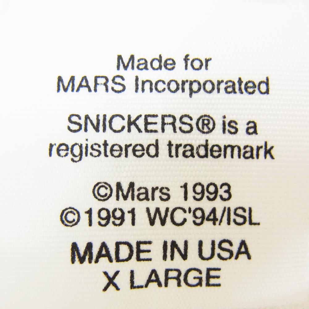 ヴィンテージ 90s WorldCupUSA94 SNICKERS スニッカーズ 企業ロゴ アートプリントTシャツ ホワイト系 XL【中古】