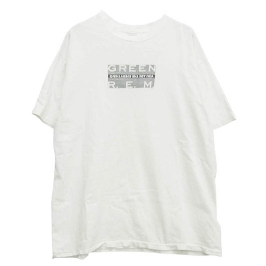 ヴィンテージ 90s USA製 R.E.M GREEN バンド Tシャツ hanes ホワイト系 XL【中古】