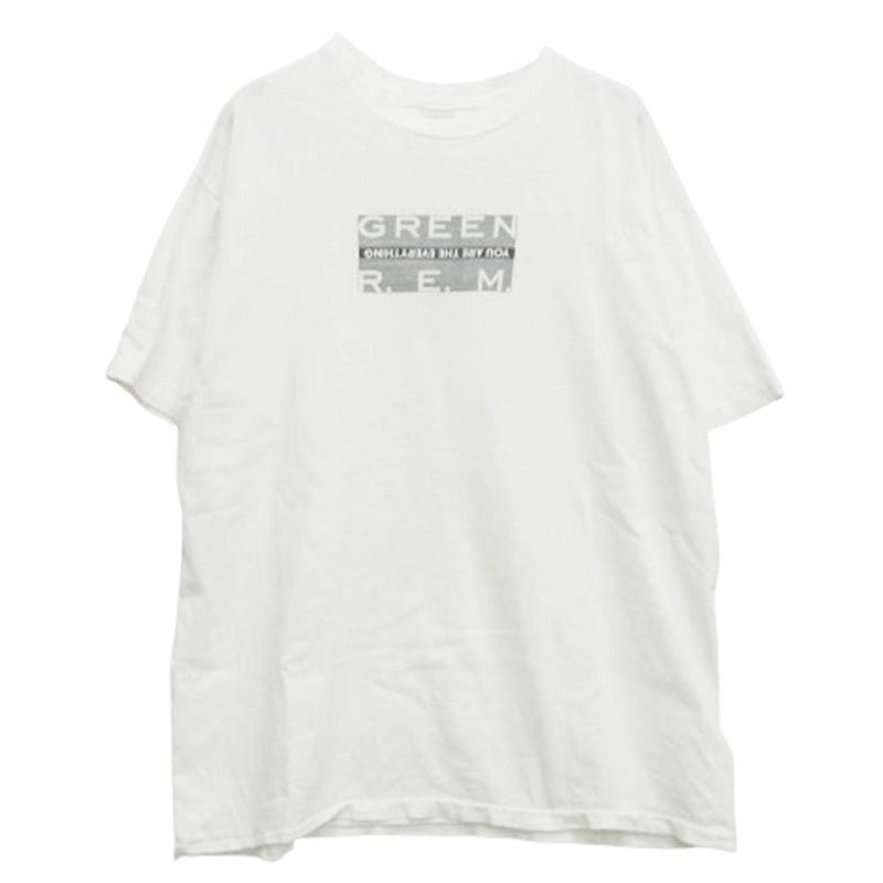 ヴィンテージ 90s USA製 R.E.M GREEN バンド Tシャツ hanes ホワイト系 XL【中古】