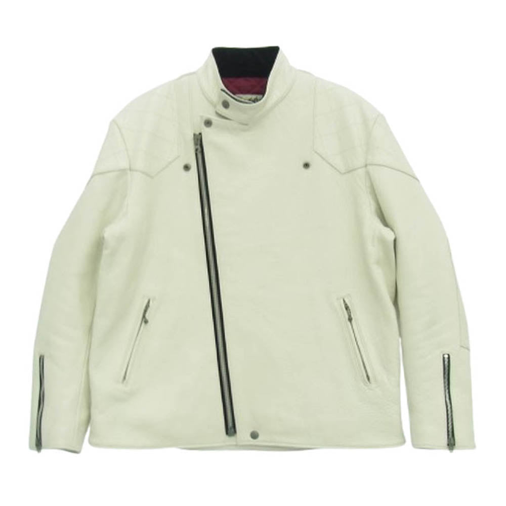 ADDICT CLOTHES アディクトクローズ ad-04 DEERSKIN RESISTANCE JACKET ディアスキン レザー ジャケット ライダース オフホワイト系 46【中古】