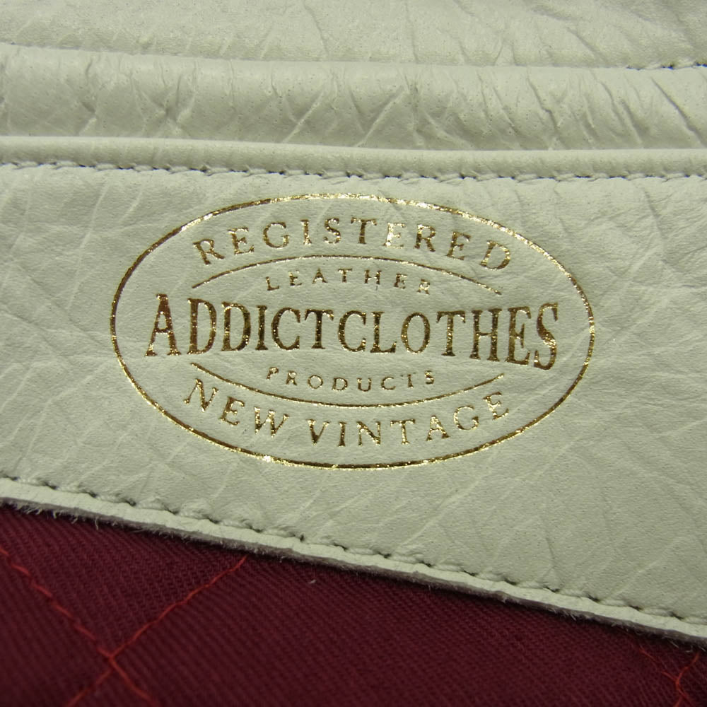 ADDICT CLOTHES アディクトクローズ ad-04 DEERSKIN RESISTANCE JACKET ディアスキン レザー ジャケット ライダース オフホワイト系 46【中古】