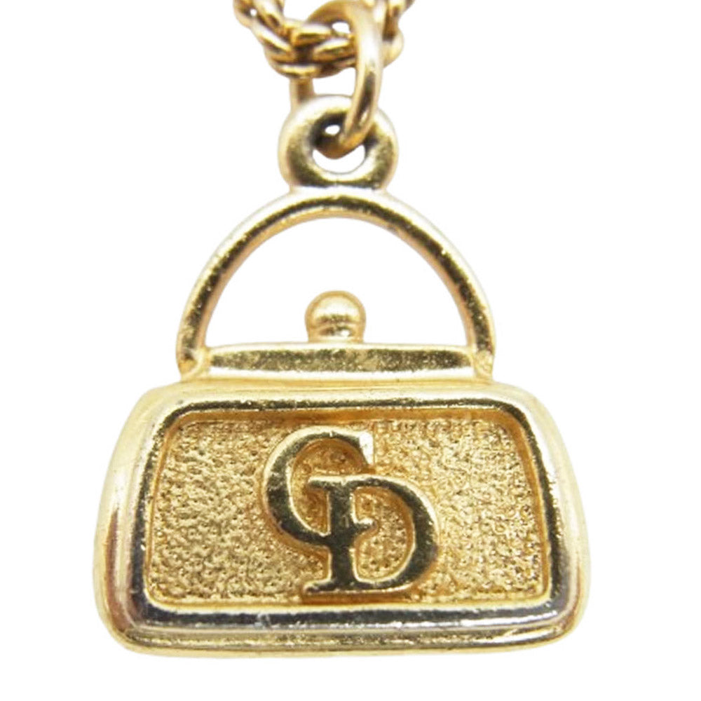 Christian Dior クリスチャンディオール オールド ディオール CDロゴ バッグモチーフ ヴィンテージ ネックレス ゴールド系【中古】