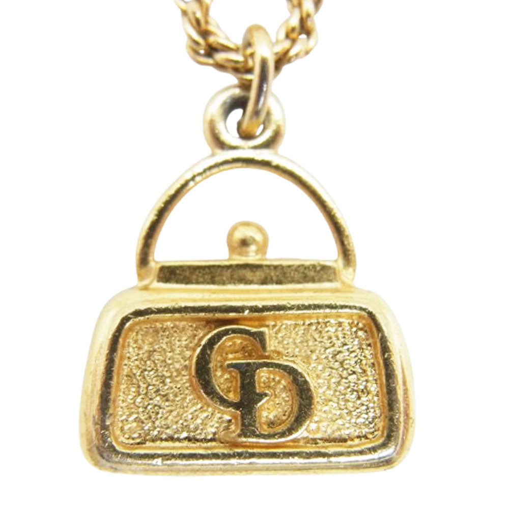 Christian Dior クリスチャンディオール オールド ディオール CDロゴ バッグモチーフ ヴィンテージ ネックレス ゴールド系【中古】