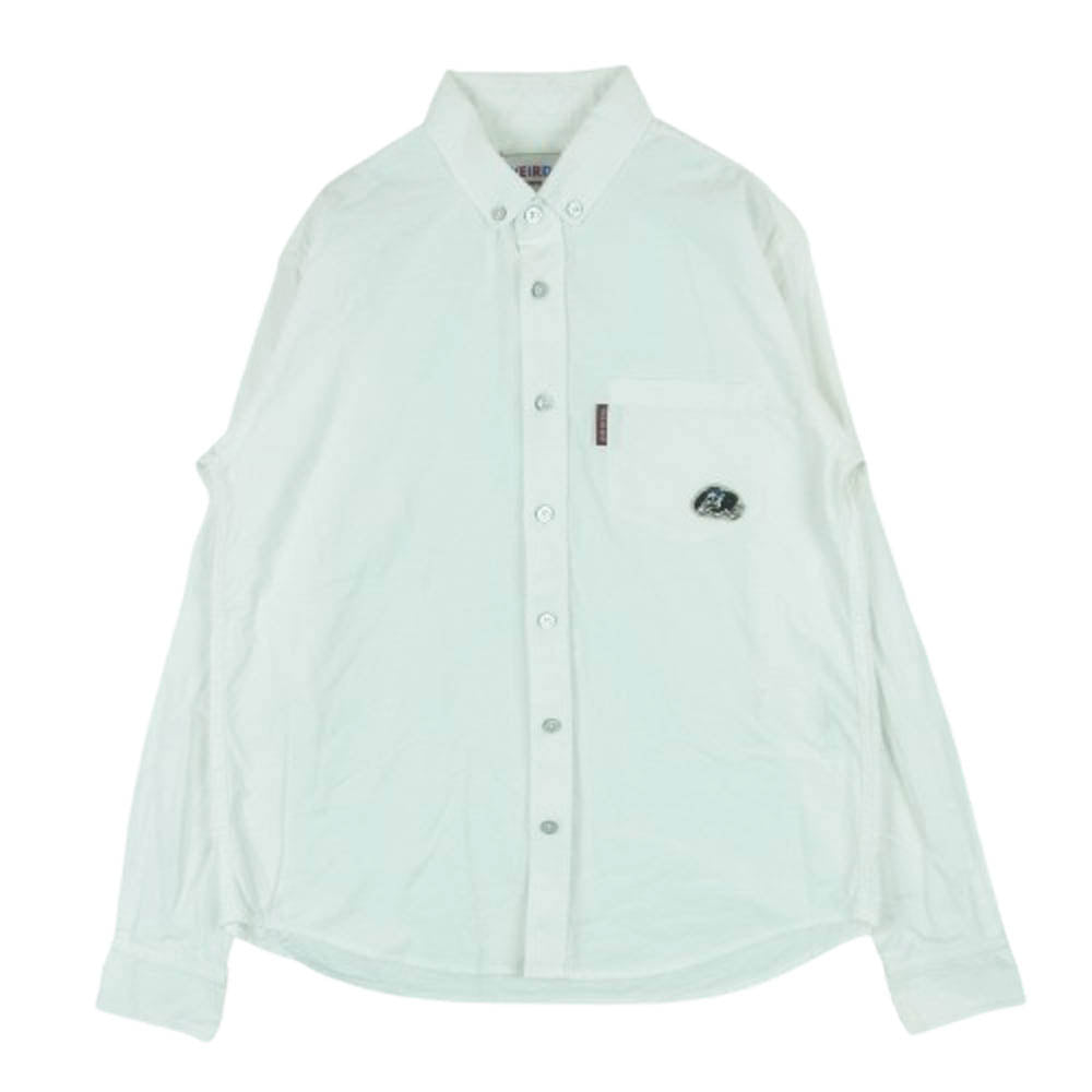 WEIRDO ウィアード WRD-17-AW-20 ワッペン エンブロイダリー コットン ボタンダウン 長袖 シャツ ホワイト系 S【中古】