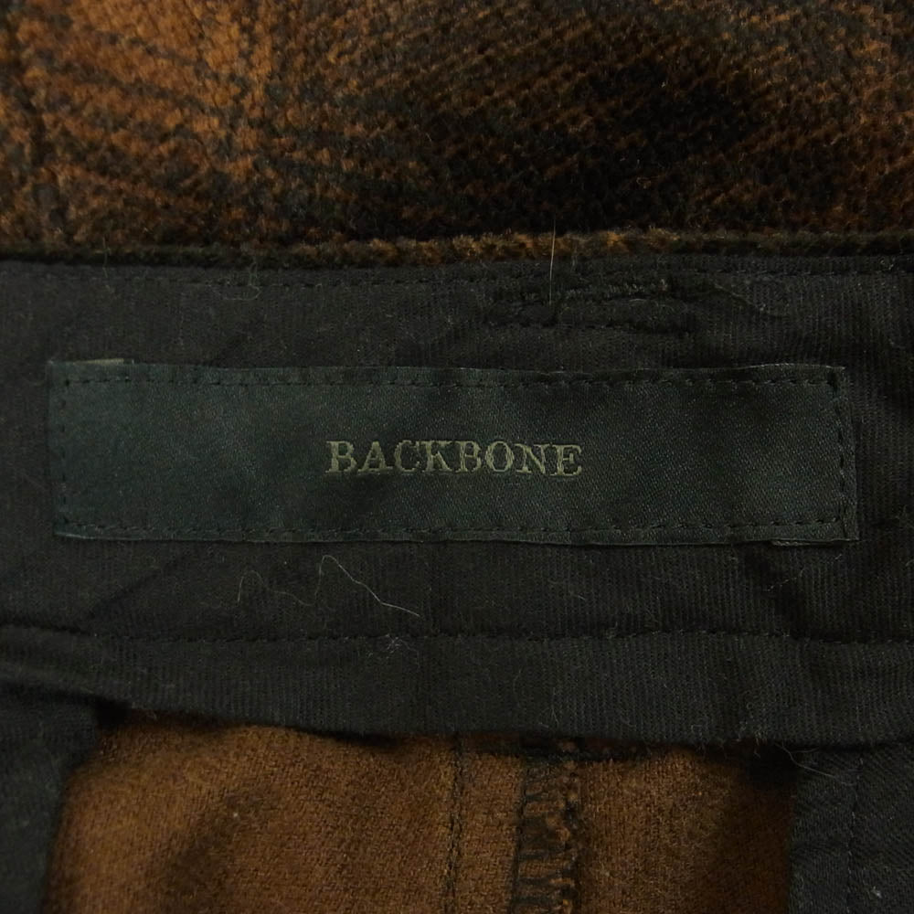 BACKBONE バックボーン 17AW BB17FW-P10 オンブレチェック Ｄカン付き ジップフライ パンツ ブラウン系 ブラック系 M【中古】