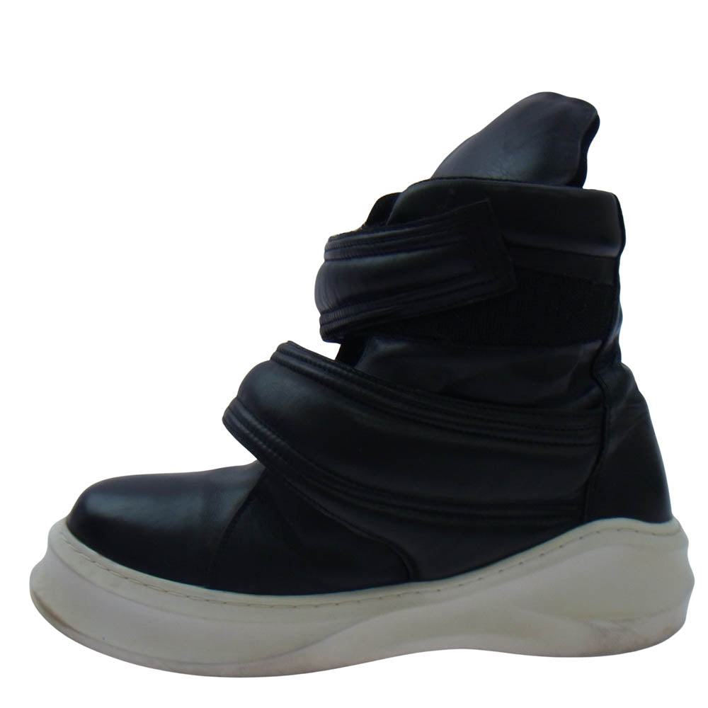 NO ID. ノーアイディ カウレザー ツイン ベルクロ ハイカット スニーカー ブラック系 40【中古】