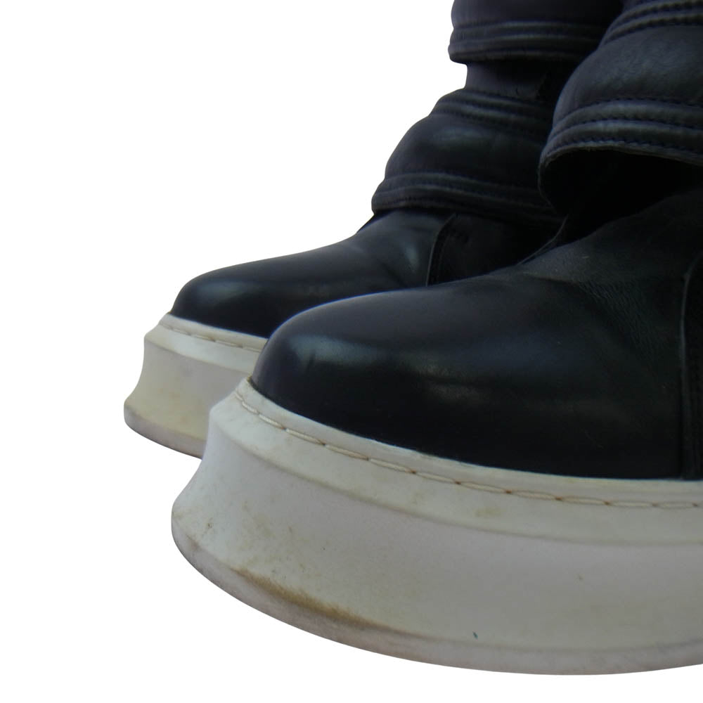 NO ID. ノーアイディ カウレザー ツイン ベルクロ ハイカット スニーカー ブラック系 40【中古】