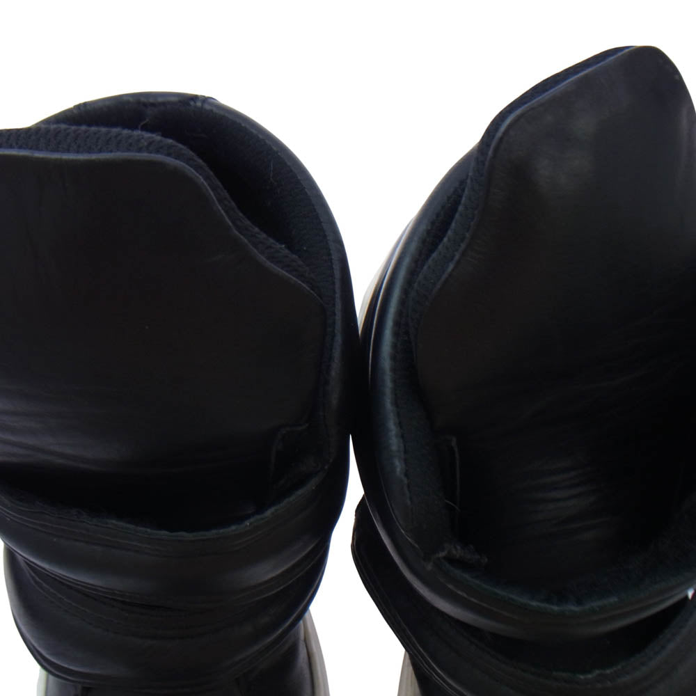 NO ID. ノーアイディ カウレザー ツイン ベルクロ ハイカット スニーカー ブラック系 40【中古】