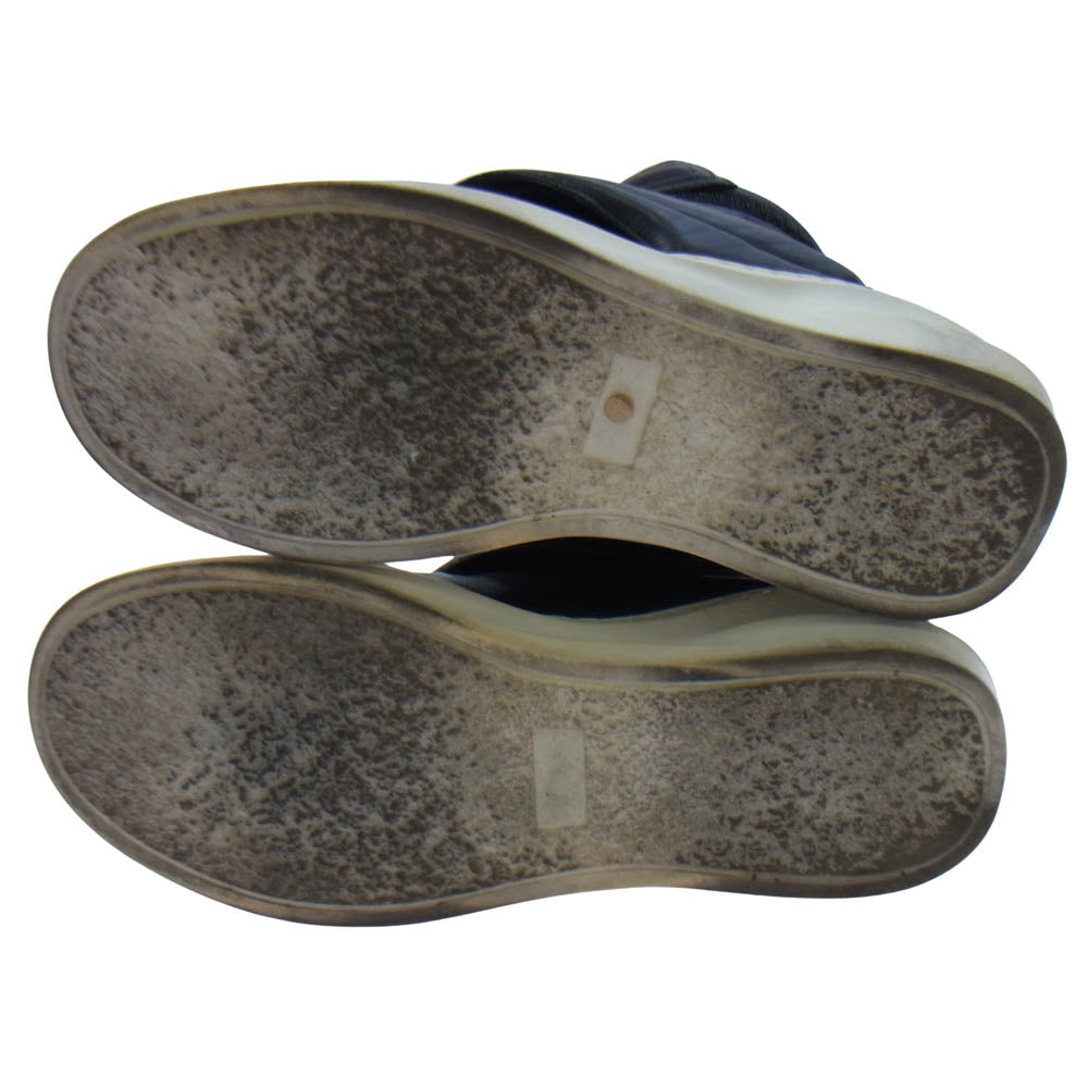 NO ID. ノーアイディ カウレザー ツイン ベルクロ ハイカット スニーカー ブラック系 40【中古】