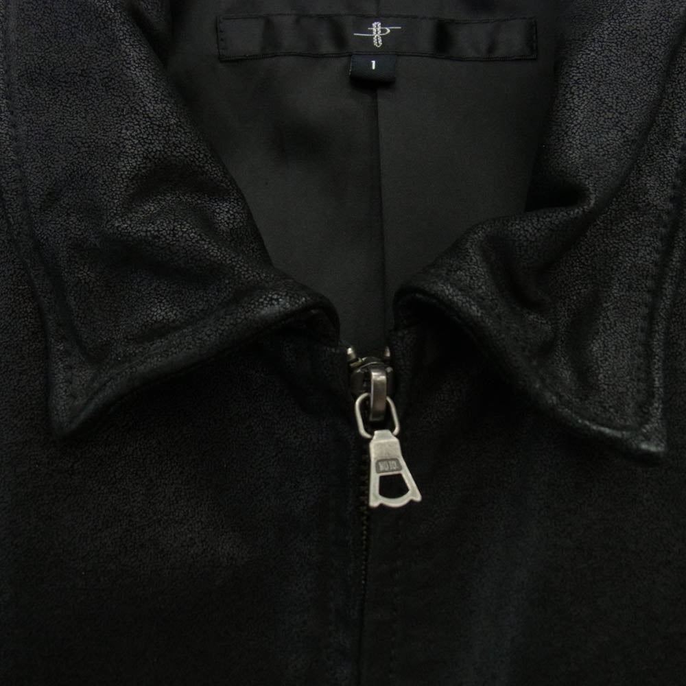 NO ID. ノーアイディ 214030-805L ピッグレザー 豚革 リブ切り替え レザー ジャケット シングル ライダース ブラック系 1【中古】
