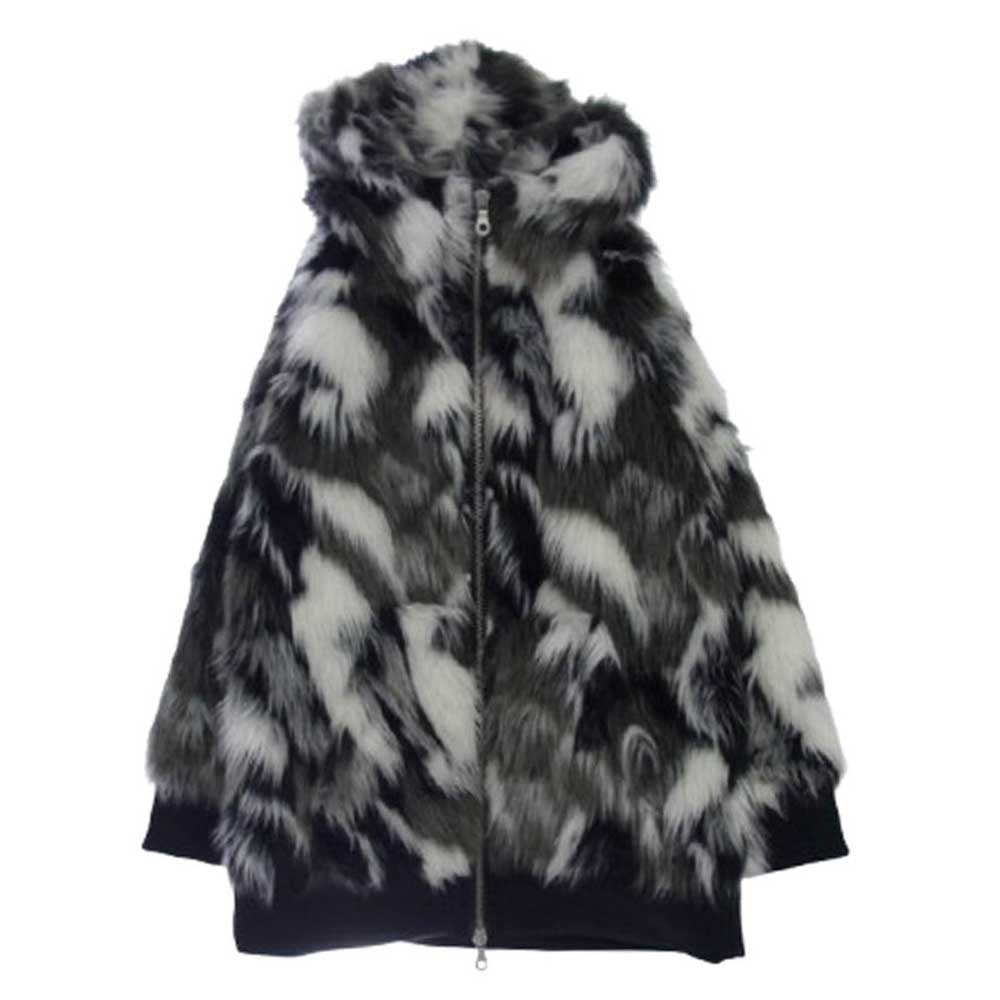 NO ID. ノーアイディ 443006-742B フェイクファー フーデッド ジャケット ブルゾン ブラック系 グレー系 ホワイト系【中古】