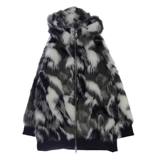NO ID. ノーアイディ 443006-742B フェイクファー フーデッド ジャケット ブルゾン ブラック系 グレー系 ホワイト系【中古】