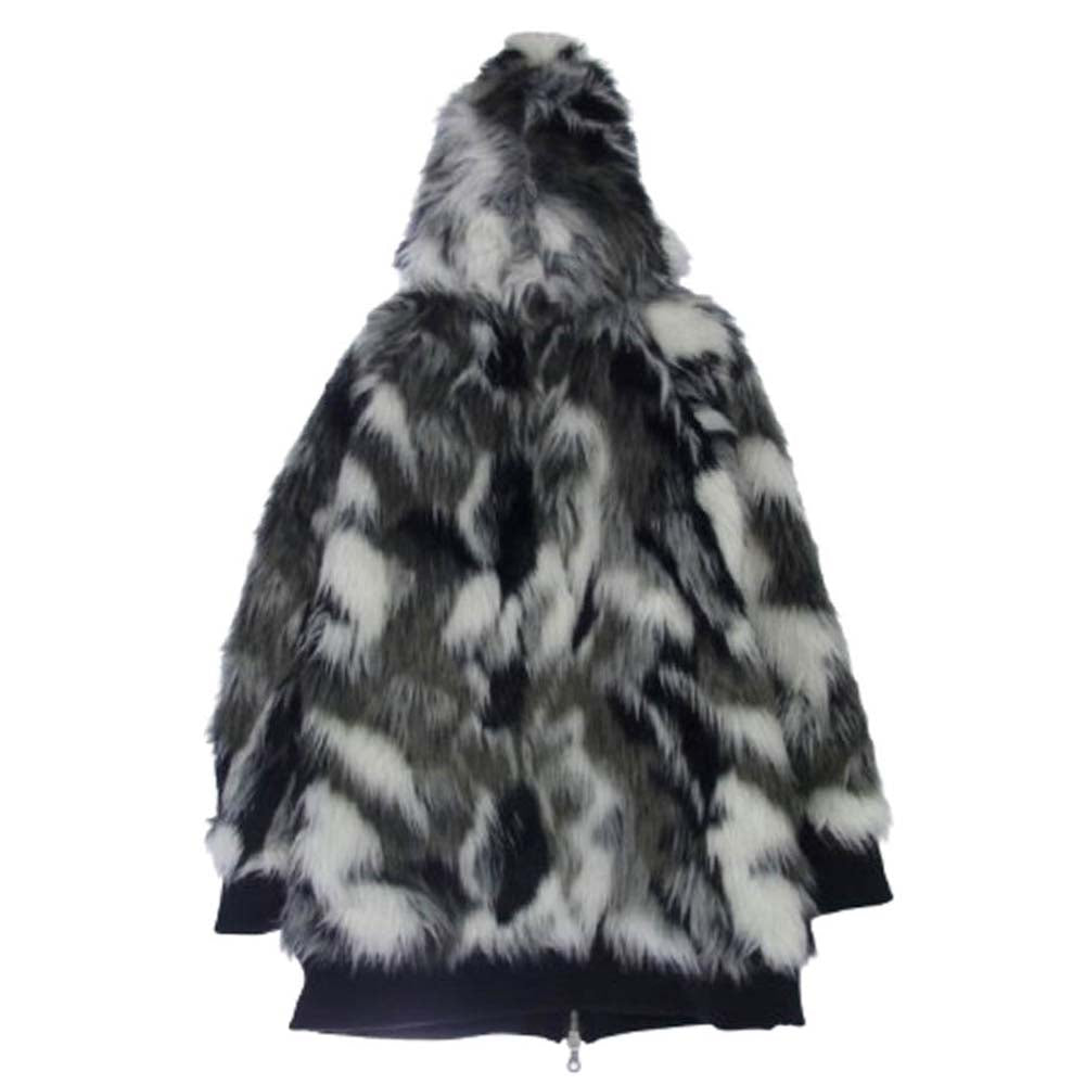 NO ID. ノーアイディ 443006-742B フェイクファー フーデッド ジャケット ブルゾン ブラック系 グレー系 ホワイト系【中古】