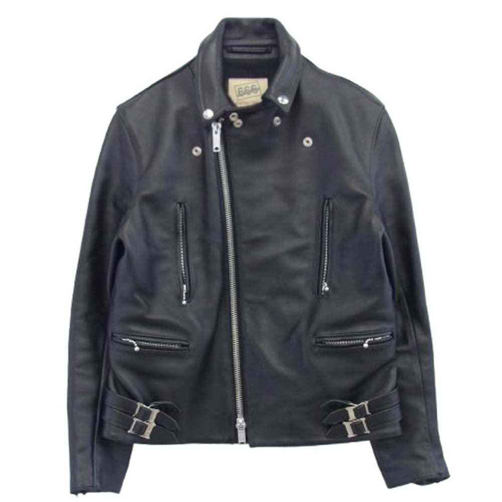 トリプルシックス LJM-1TF タイトフィット サイドベルト ステアハイド レザー ダブルライダースジャケット ブラック系 38【中古】