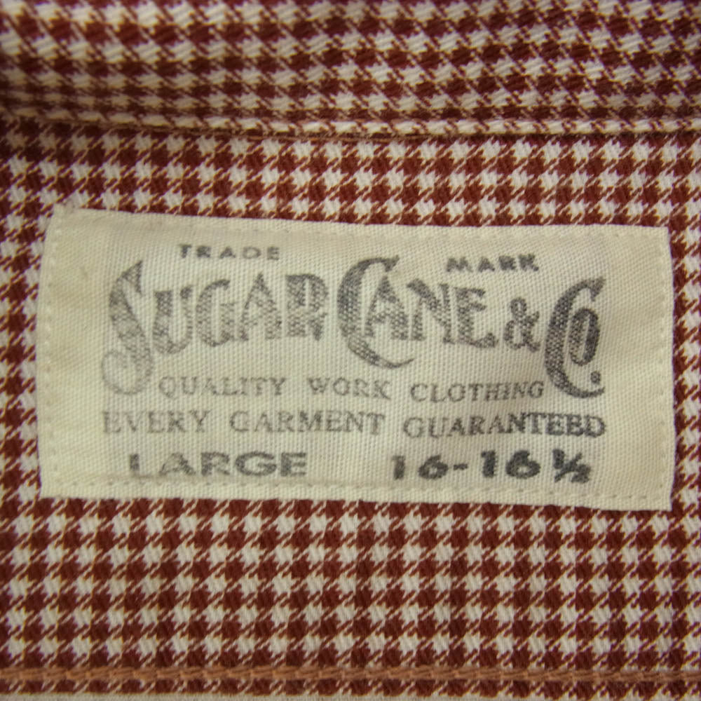 SUGAR CANE シュガーケーン SC28847 FICTION ROMANCE 6oz. HOUND TOOTH PRINT WORK SHIRTS フィクションロマンス 長袖 ワーク シャツ ブラウン系 オフホワイト系 L【中古】