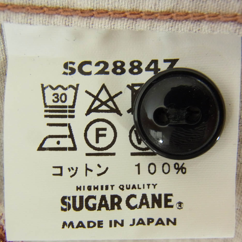 SUGAR CANE シュガーケーン SC28847 FICTION ROMANCE 6oz. HOUND TOOTH PRINT WORK SHIRTS フィクションロマンス 長袖 ワーク シャツ ブラウン系 オフホワイト系 L【中古】