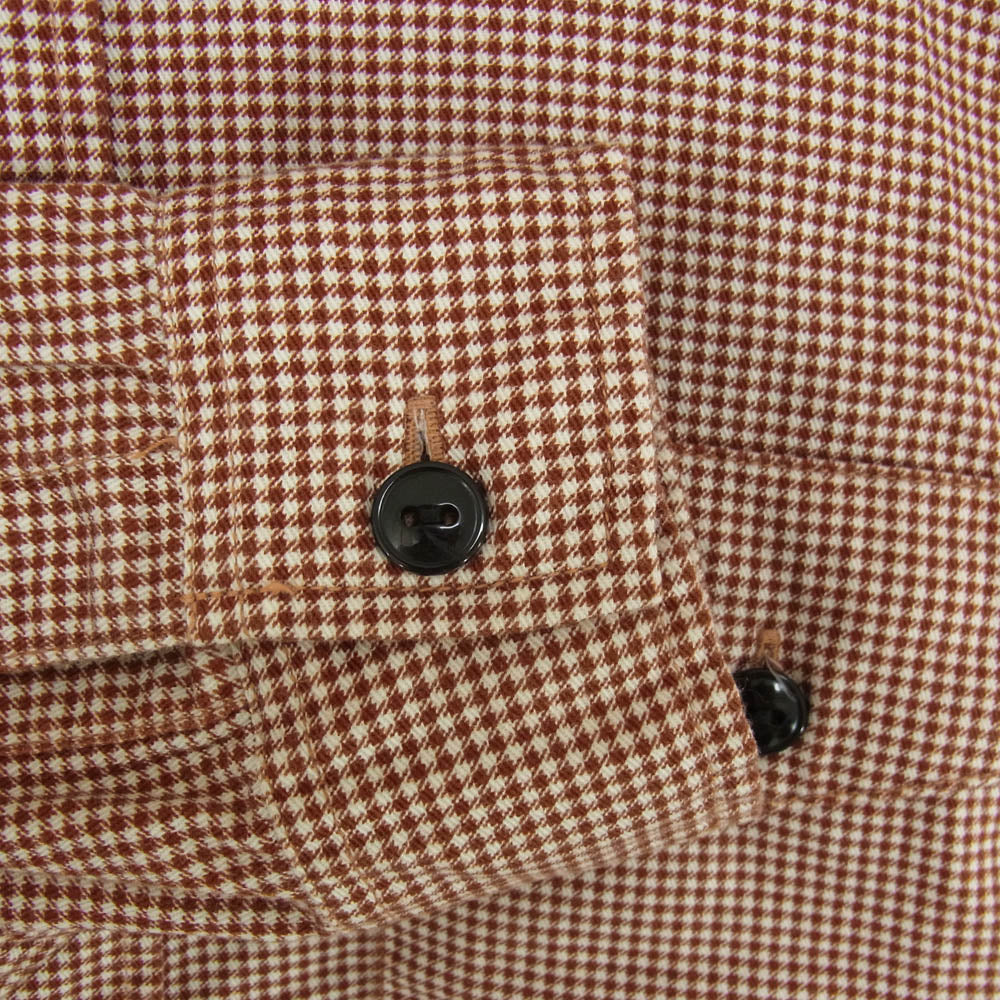 SUGAR CANE シュガーケーン SC28847 FICTION ROMANCE 6oz. HOUND TOOTH PRINT WORK SHIRTS フィクションロマンス 長袖 ワーク シャツ ブラウン系 オフホワイト系 L【中古】