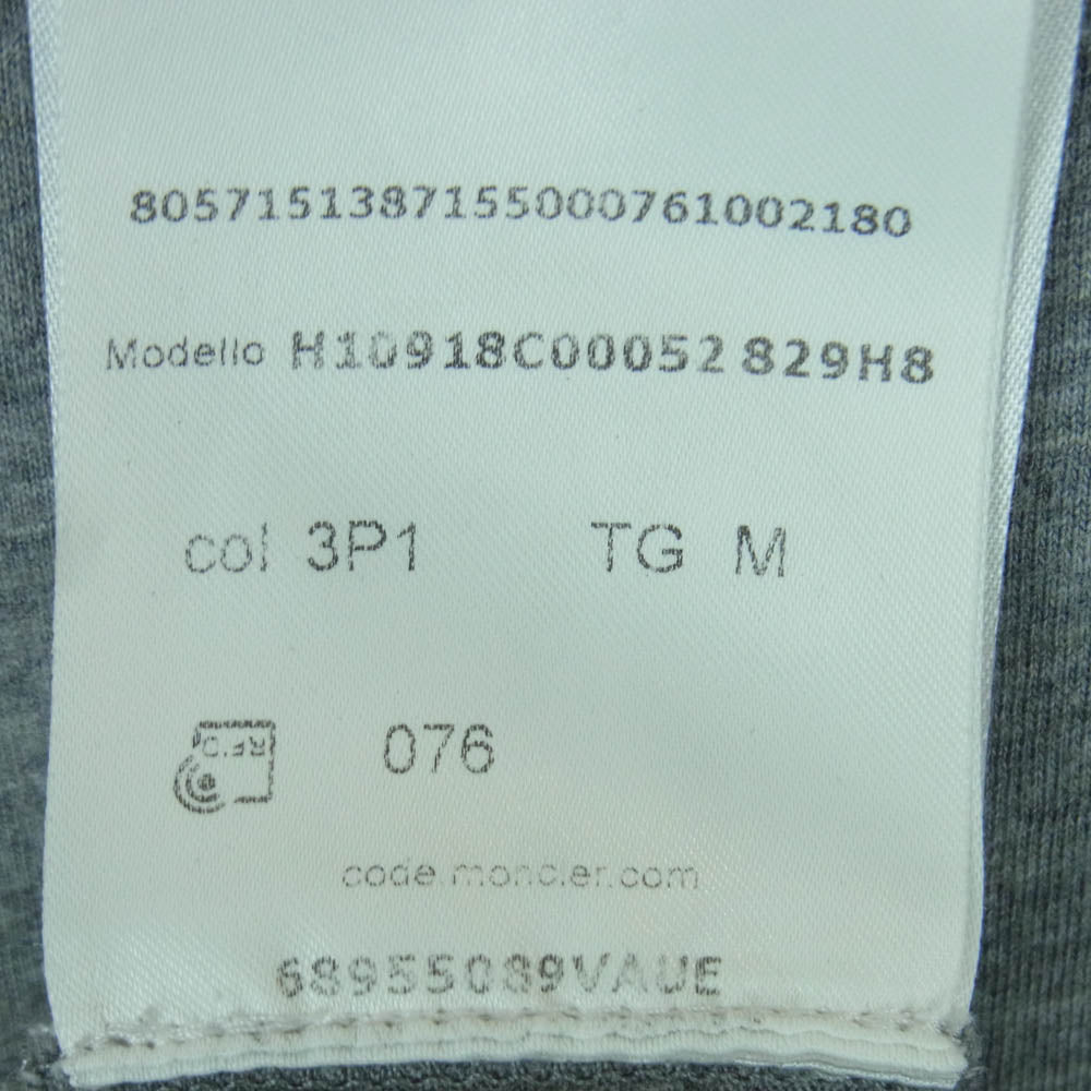 MONCLER モンクレール 22SS H10918C00052 クルーネック ワッペン ロゴ ワンポイント 半袖 Tシャツ グレー系 3P1 M【中古】