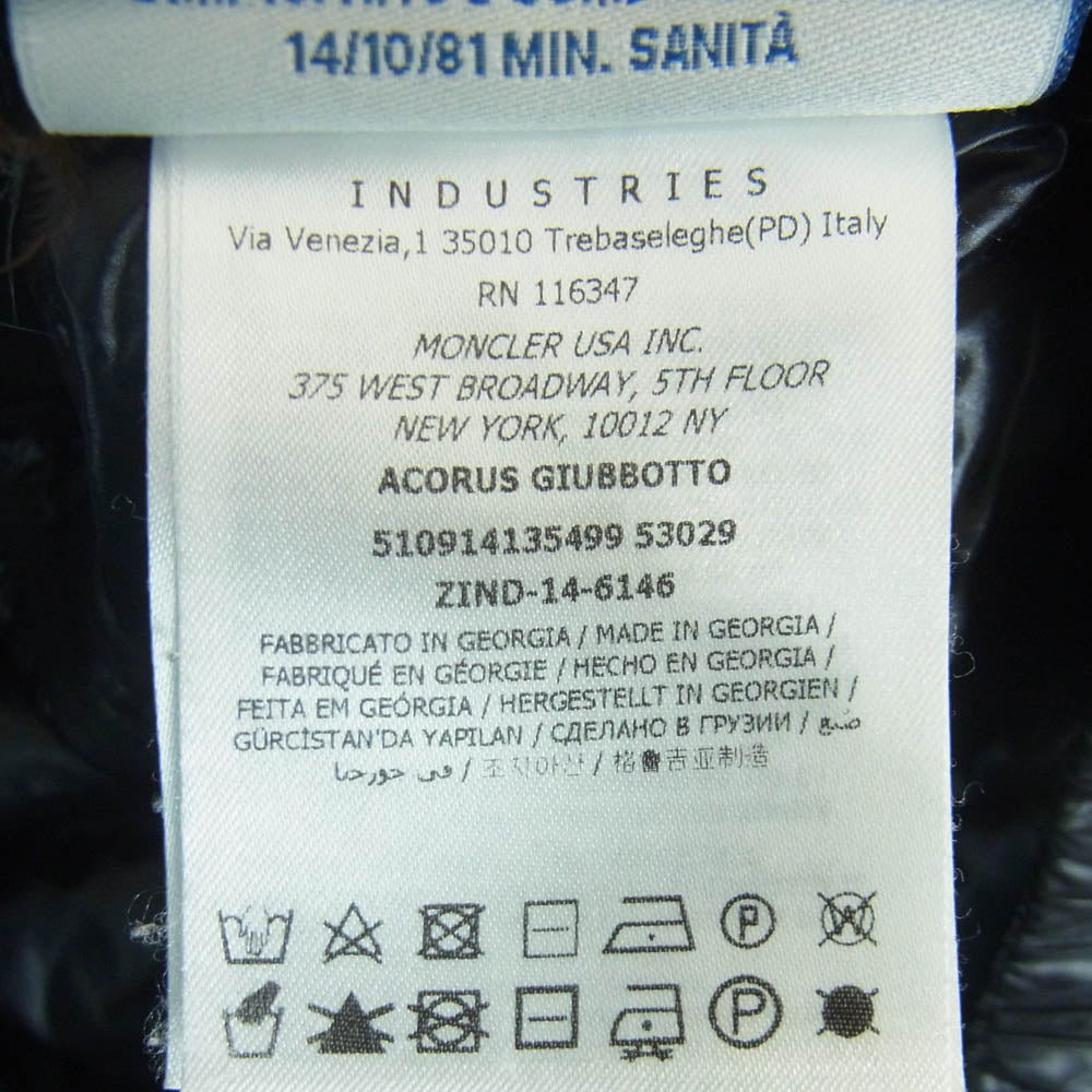 MONCLER モンクレール 510914135499 53029 ACORUS GIUBBOTTO ダウン ジャケット ジョージア製 ブラック系 4【中古】