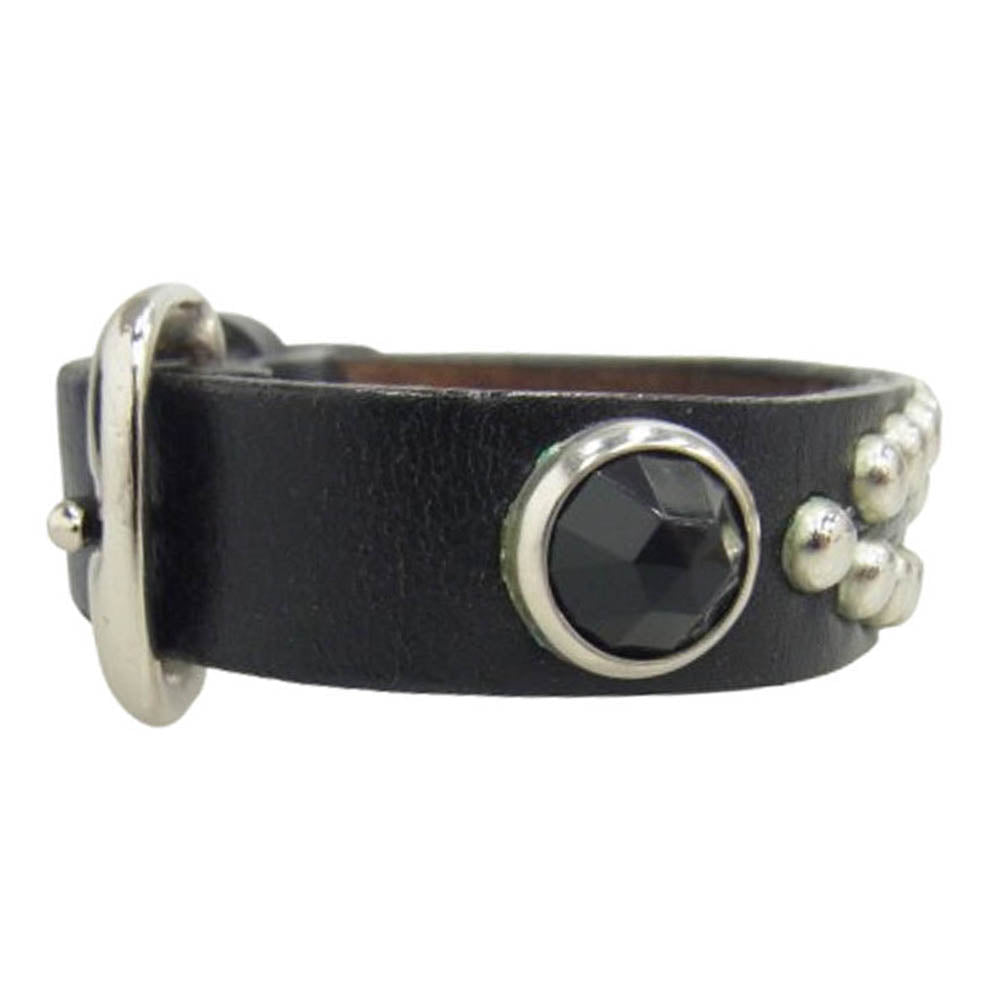 WOLF'S HEAD ウルフズヘッド スタッズ レザー ブレスレット ブラック系【中古】