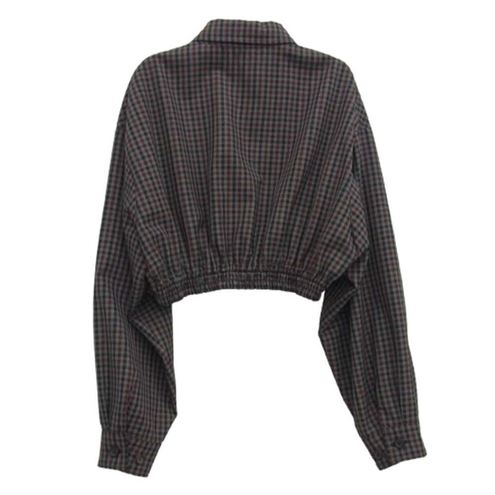 MIUMIU ミュウミュウ MK852 S231 13JH ロゴ クロップド ギンガムチェック ブルゾン ジャケット マルチカラー系 36【美品】【中古】