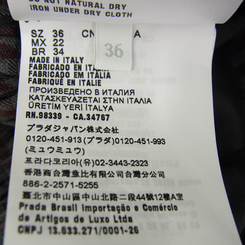 MIUMIU ミュウミュウ MK852 S231 13JH ロゴ クロップド ギンガムチェック ブルゾン ジャケット マルチカラー系 36【美品】【中古】